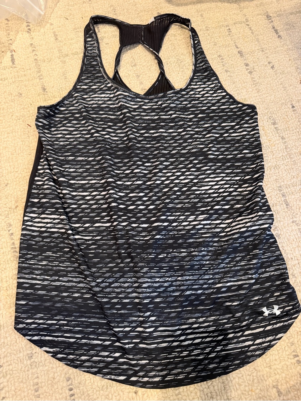 Under Armour Black & White Striped Racerback Performance Tank